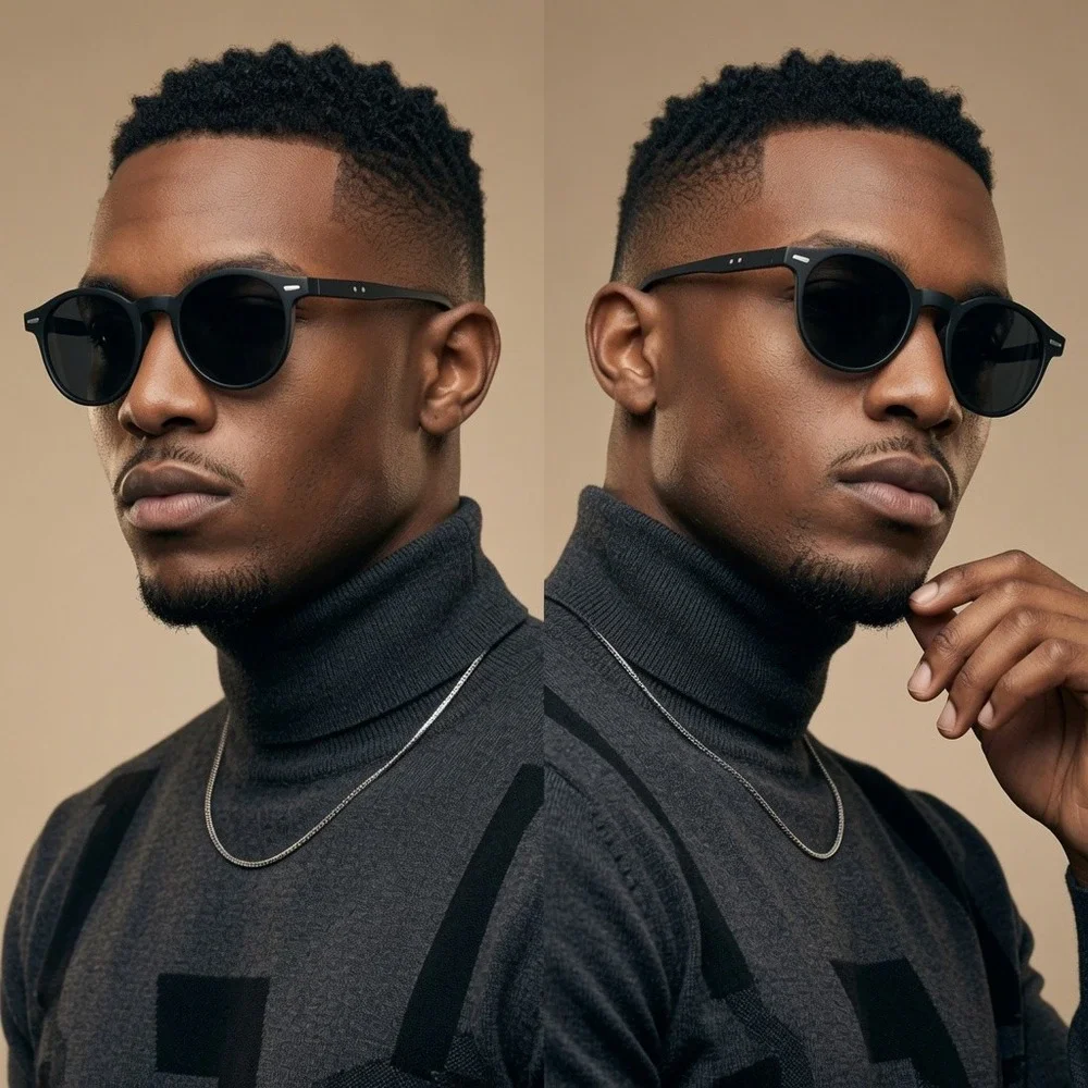 Mens Black Round Sunglasses Retro Classic Vintage Style Shades Sophisticated New